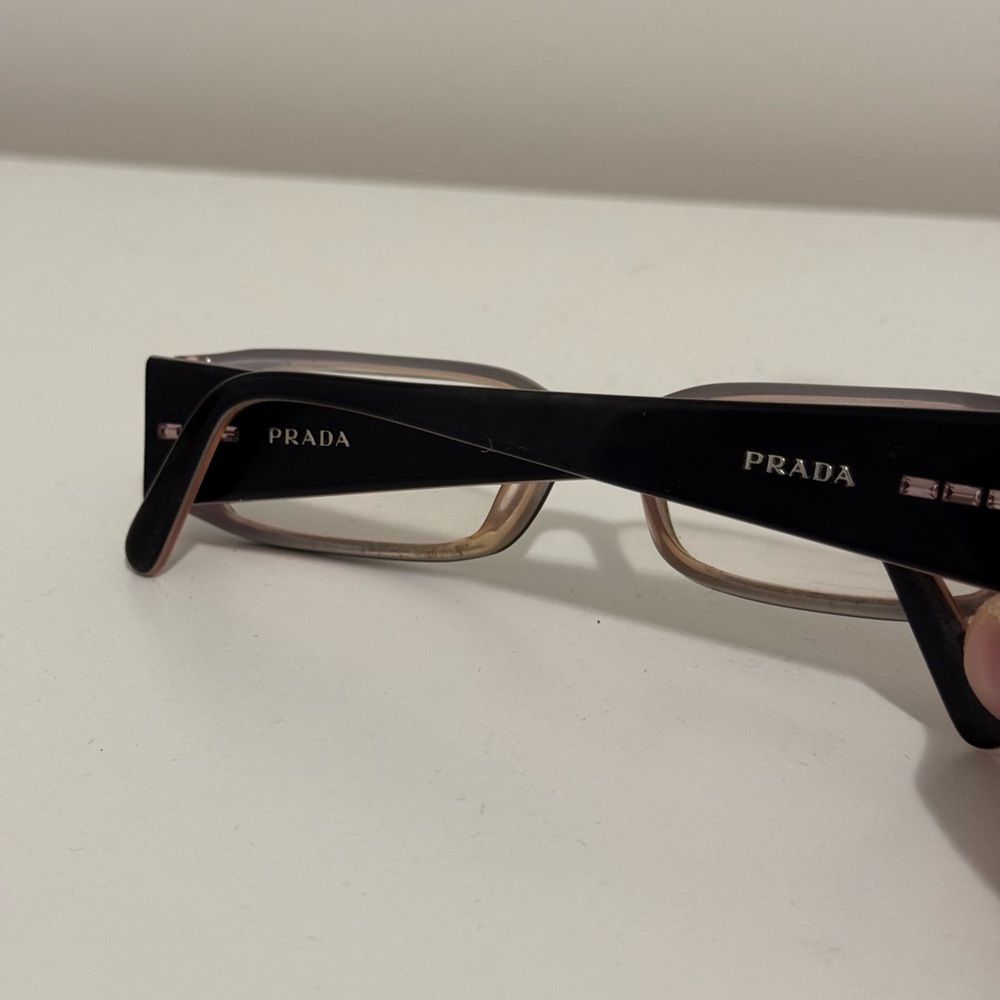 Vintage Prada Black and Pink Diamond Bayonetta Style Glasses